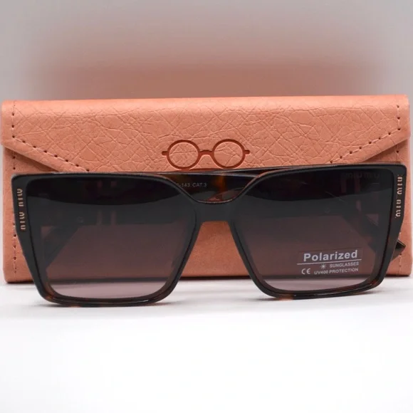 MIU MIU Women’s Polarized Sunglasses | Tortoise Brown | Grey Purple Lens | New - Picture 16 of 16